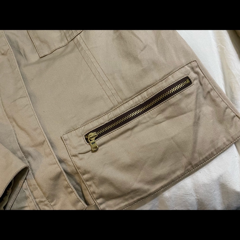 Chico’s casual Khaki jacket with leopard
